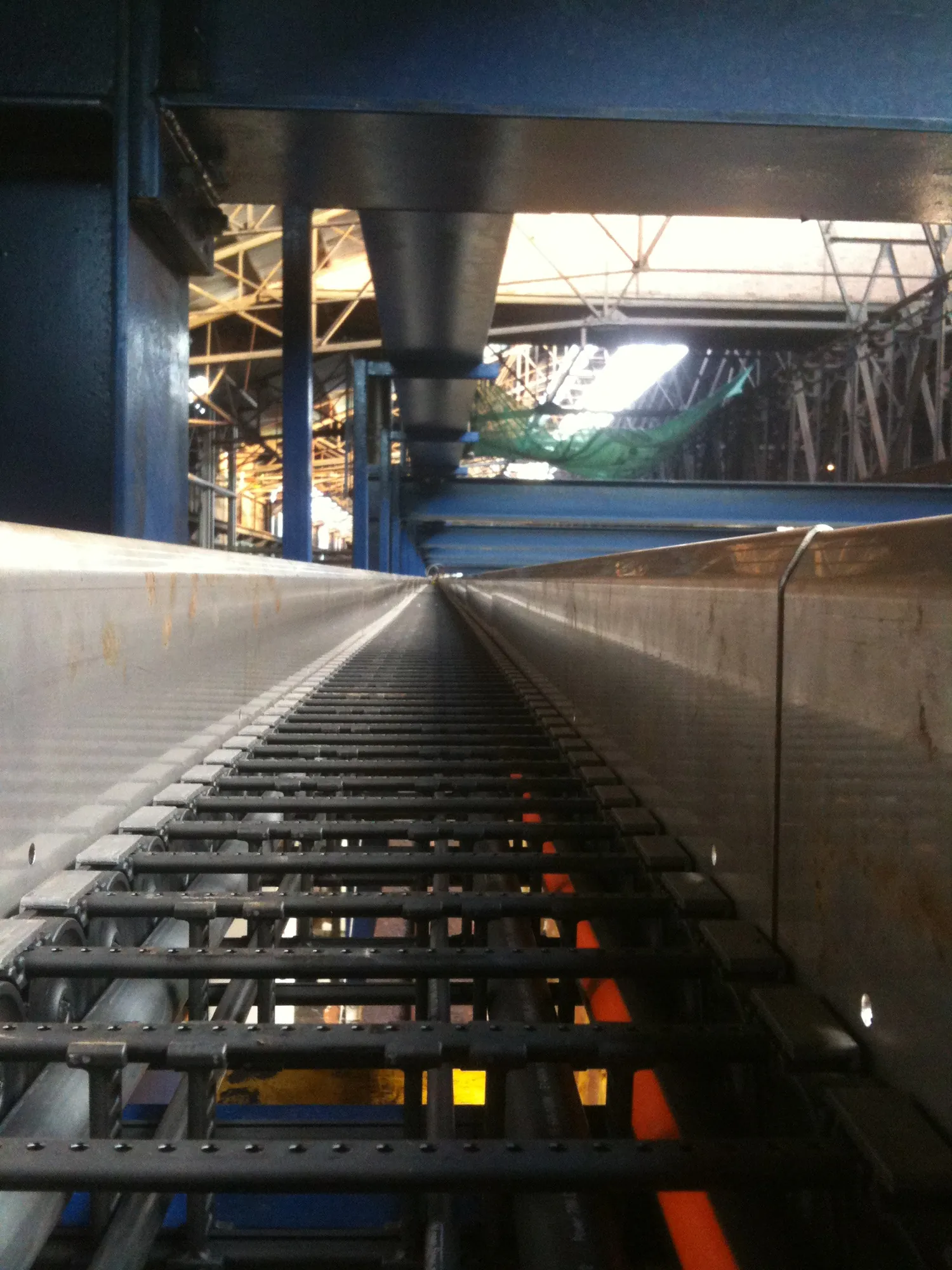 Cable carrier in the channel under the crane at FN Steel