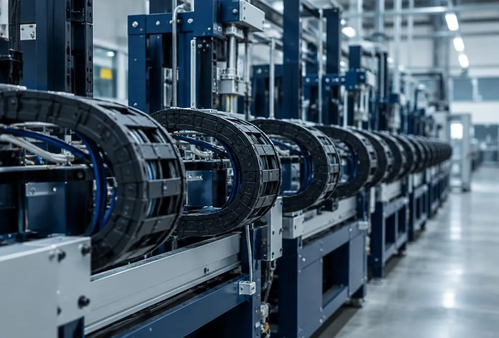 cable carrier above a production line