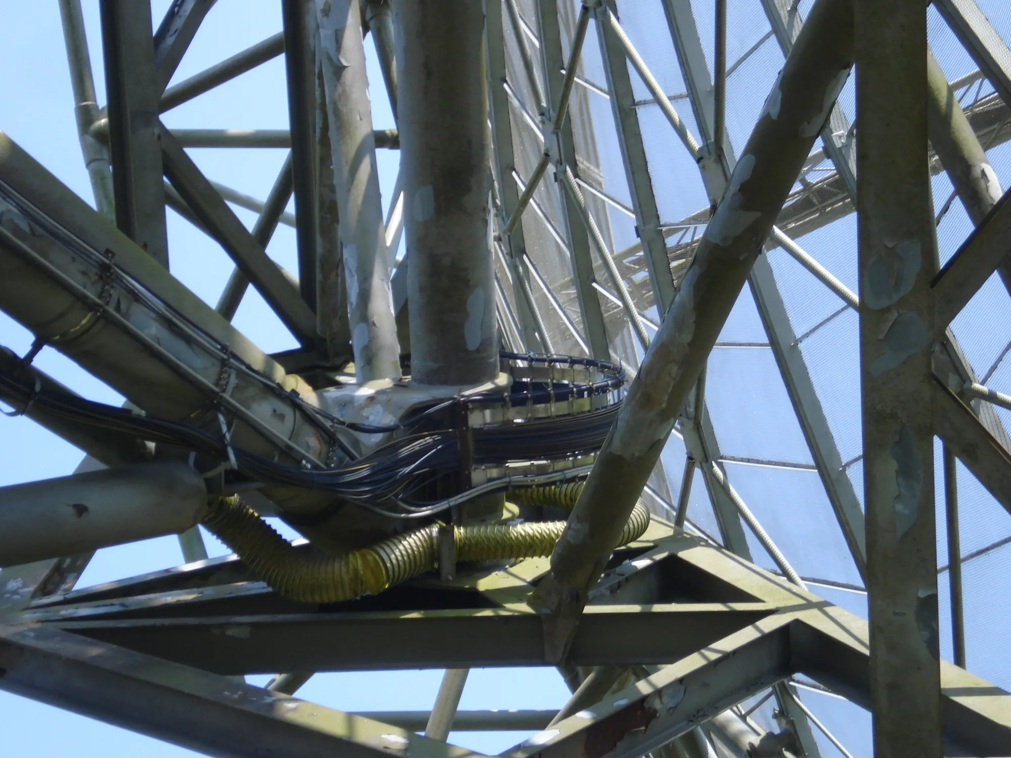Cables and hoses in the rotating structure