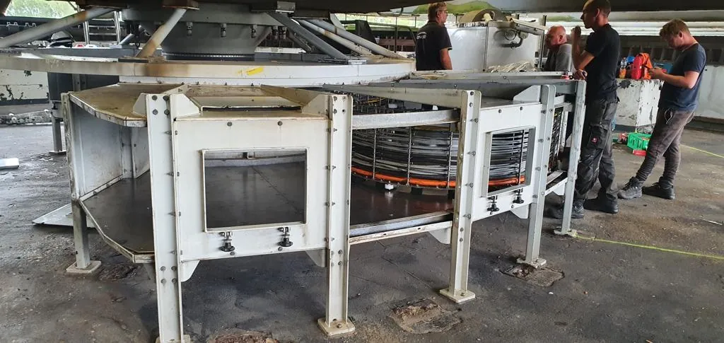 The bridge's pivot pit during installation