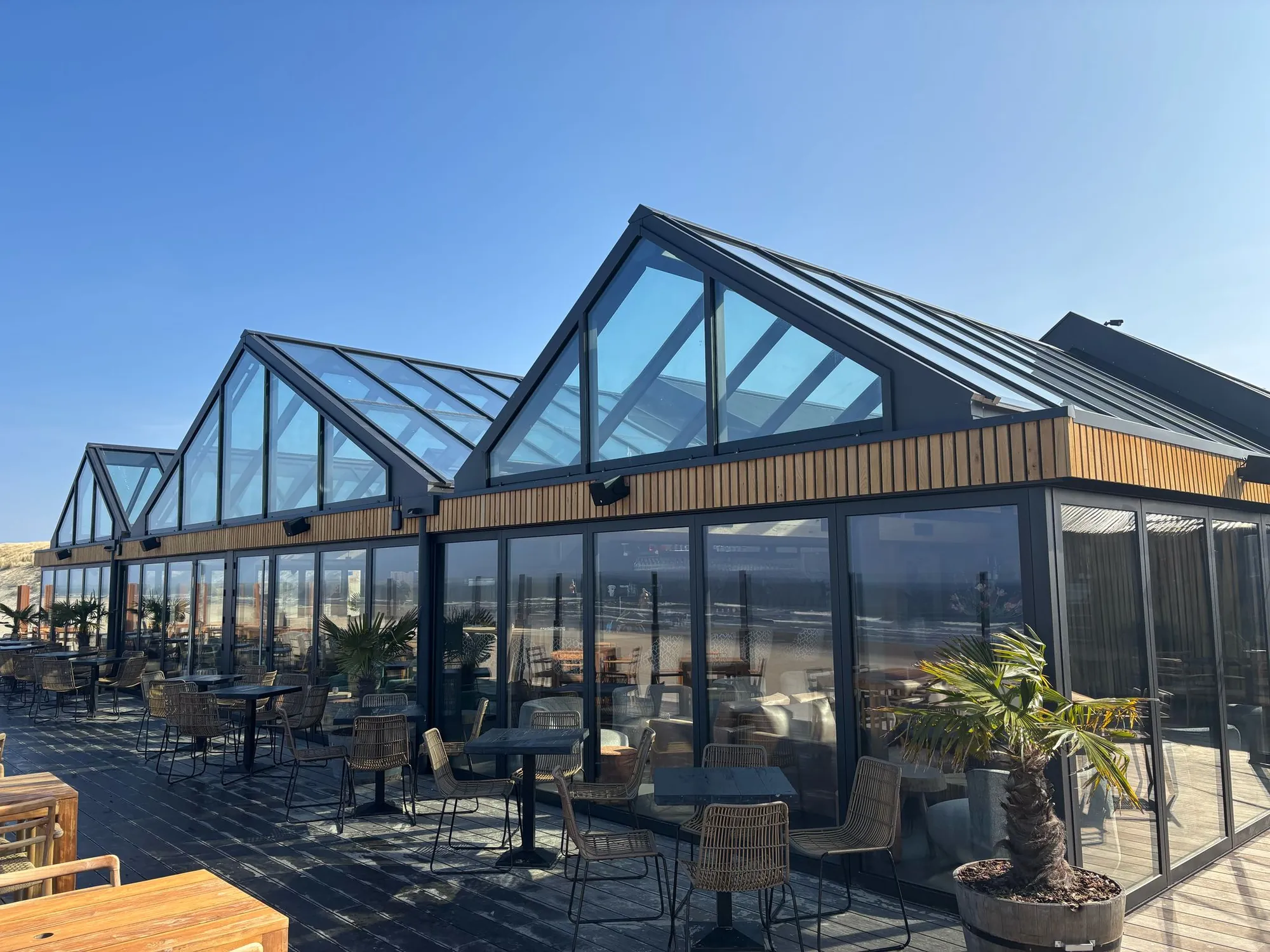 The beach pavilion on Texel with the sliding glass roof