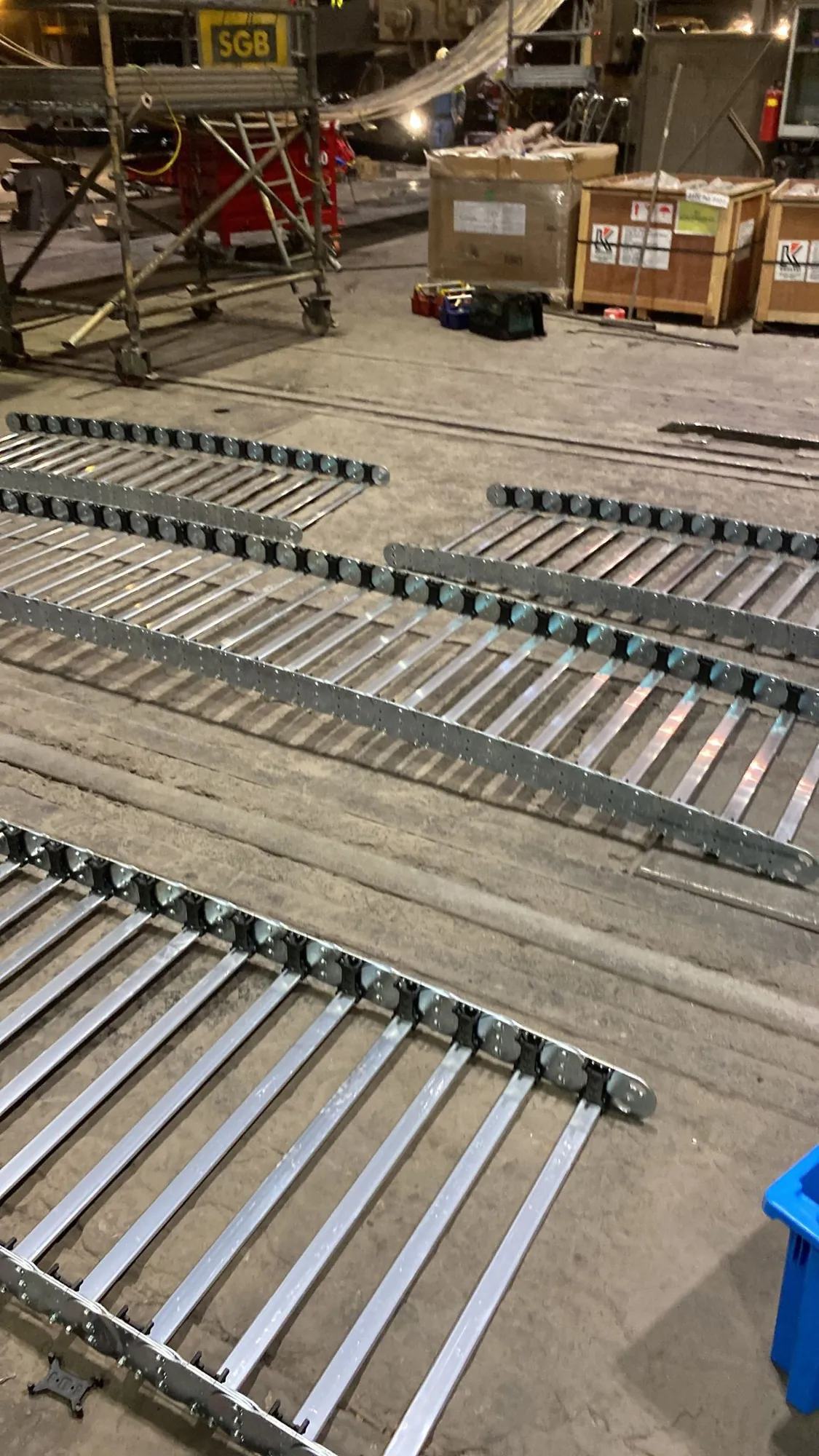 New cable carrier parts ready for assembly